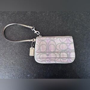 Coach Signature Wristlet in Silver Pink Purple